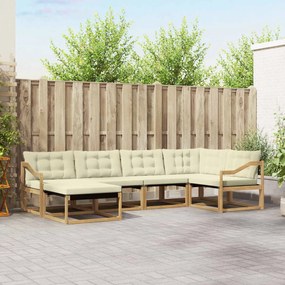 vidaXL Σειρά Καναπέ Εξωτερικού με μαξιλάρι 6 pcs Λευκό και Κρεμ