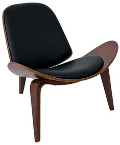 WOODWELL Ε7510,1TAYLOR Πολυθρόνα Σαλονιού Καθιστικού Καρυδί, Pu Μαύρο 90x76x75cm Ε7510,1
