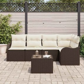 vidaXL Σετ Καναπέ Κήπου με μαξιλάρι 6 pcs Καφέ Πολυ ράταν