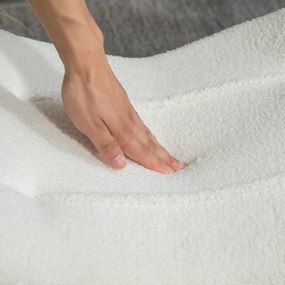 HOMCOM Μοντέρνο Υποπόδιο με κάλυμμα Fleece και ξύλινα πόδια, Επενδεδυμένο, για Σαλόνι, Υπνοδωμάτιο, Διάδρομο, Κρεμ Λευκό