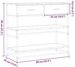 Τραπέζι Κονσόλα Καφέ Δρυς 90x35x80 εκ. Επεξεργασμένο Ξύλο - Καφέ