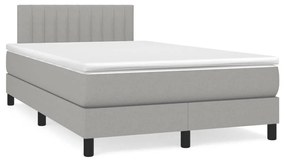 Κρεβάτι Boxspring με Στρώμα &amp; LED Αν.Γκρι 120x190εκ. Υφασμάτινο - Γκρι