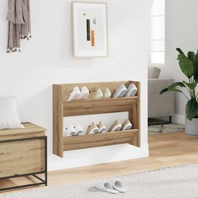 vidaXL Παπουτσοθήκη Τοίχου Αρτισιανή Δρυς 80x18x60 εκ. Επεξ. Ξύλο