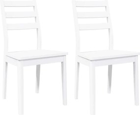vidaXL Καρέκλες τραπεζαρίας 2 τεμάχια Λευκό μασίφ ξύλο καουτσούκ