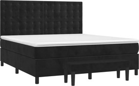 vidaXL Κρεβάτι Boxspring με Στρώμα Μαύρο 180x200 εκ. Βελούδινο