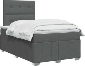 vidaXL Κρεβάτι box spring με στρώμα Σκούρο Γκρι 120 x 200 cm Ύφασμα