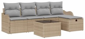 vidaXL Σετ Καναπέ Κήπου 6 pcs Μπέζ και Ανοιχτό Γκρι συνθετικό ρατάν