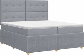 vidaXL Κρεβάτι box spring με στρώμα Ανοιχτό γκρι 200 x 200 cm Ύφασμα