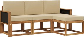 vidaXL Σειρά Καναπέ Εξωτερικού με μαξιλάρι 4 pcs Φυσικό