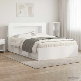 vidaXL Κρεβάτι με Κεφαλάρι Λευκό Μηχανικά επεξεργασμένο ξύλο