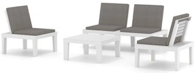 vidaXL Σαλόνι Κήπου 4 Τεμαχίων Λευκό Πλαστικό με Μαξιλάρια