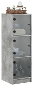 vidaXL Ντουλάπι Γκρι Σκυροδέματος 35 x 37 x 109 εκ. με Γυάλινες Πόρτες