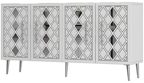 Μπουφές Dome 475OLV1787 150x35x75cm White-Silver Particle Board, Melamine