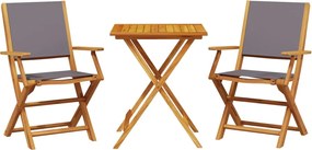 vidaXL Σετ Επίπλων Bistro 3 τεμ. Ανθρακί Ύφασμα/Μασίφ Πεύκου