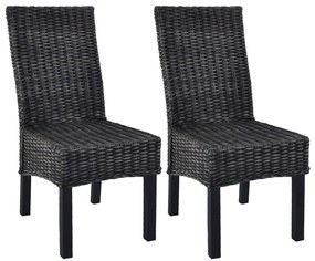 vidaXL Καρέκλες Τραπεζαρίας 2 τεμ. Μαύρες από Ρατάν Kubu / Ξύλο Μάνγκο