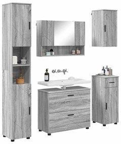 vidaXL Σετ Επίπλων Μπάνιου με ράφι 5 pcs Γκρι sonoma 30 x 35 x 192 εκ.