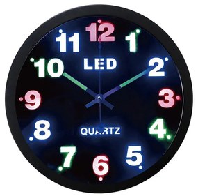 Ρολόι Τοίχου με Πολύχρωμο Φωτισμό LED