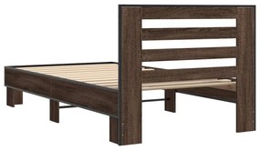 vidaXL Πλαίσιο Κρεβατιού Καφέ Δρυς 100x200 εκ. Επεξ. Ξύλο &amp; Μέταλλο