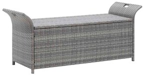 vidaXL Πάγκος Αποθήκευσης Γκρι 138 εκ. Συνθετικό Ρατάν με Μαξιλάρι