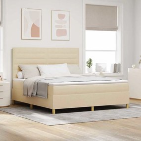 vidaXL Κρεβάτι με ελατήρια με στρώμα Κρεμ 180 x 200 cm ύφασμα