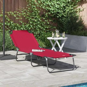 vidaXL Πτυσσόμενη ξαπλώστρα Κόκκινο 188 x 57 x 86,5 εκ. Πολυεστέρας