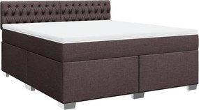 vidaXL Κρεβάτι Boxspring με Στρώμα Σκούρο Καφέ 180x200 εκ Υφασμάτινο
