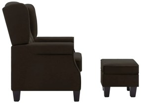 vidaXL Μπερζέρα Σκούρο Καφέ Υφασμάτινη με Υποπόδιο