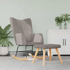 vidaXL Κουνιστή Πολυθρόνα με Σκαμπό Χρώμα Taupe Υφασμάτινη