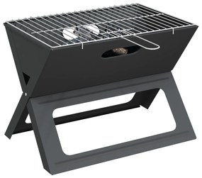 vidaXL Γκριλ BBQ Κάρβουνου - Αναδιπλούμενο, Μαύρο, 46x30x31 εκ, Κατασκευασμένο από Ατσάλι