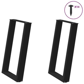 vidaXL Πόδια Τραπεζαρίας σε Σχήμα U 2 τεμ. Μαύρο 50x(72-73) εκ. Ατσάλι