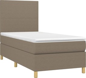 vidaXL Κρεβάτι Boxspring με Στρώμα Taupe 100 x 200 εκ. Υφασμάτινο