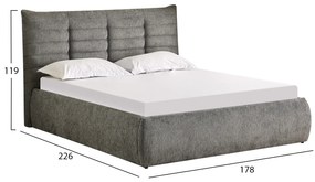 ΚΡΕΒΑΤΙ ΔΙΠΛΟ SANDRA HM732.01 ΓΚΡΙ ΥΦΑΣΜΑ &amp; ΑΠΟΘΗΚΕΥΤΙΚΟΣ ΧΩΡΟΣ ΓΙΑ ΣΤΡΩΜΑ 160x200εκ