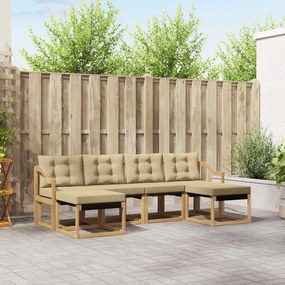 vidaXL Σειρά Καναπέ Εξωτερικού με μαξιλάρι 6 pcs Λευκό και Μπεζ
