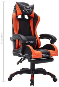 Καρέκλα Racing με Φωτισμό RGB LED Πορτοκαλί/Μαύρο Δερματίνη - Πολύχρωμο