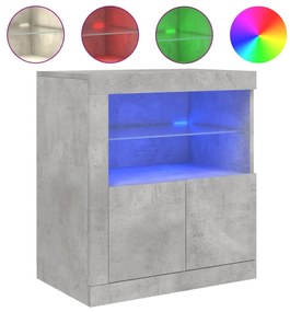 vidaXL Ντουλάπι με LED Γκρι Σκυροδέματος 60,5x37x67 εκ.
