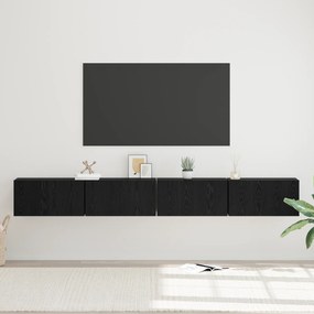 vidaXL Σετ επίπλου τηλεόρασης με αποθήκευση με πόρτα 4 pcs Μαύρη Δρυς