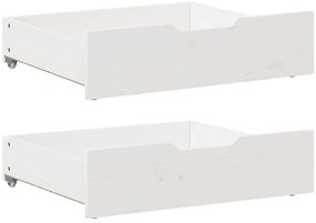 vidaXL Συρτάρια Κρεβατιού 2 τεμ Λευκό 65x55x17 εκ. Μασίφ Ξύλο Πεύκου