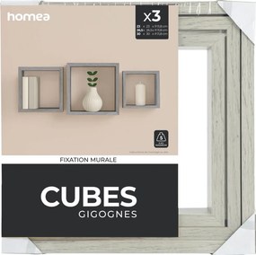 ΡΑΦΙΈΡΕΣ/ΡΆΦΙΑ ΤΟΊΧΟΥ SET OF 3 NESTED CUBES MDF 23/26,5/30CM WHITE OAK 6