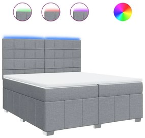 Κρεβάτι Boxspring με Στρώμα Ανοιχτό Γκρι 200x200 εκ. Υφασμάτινο - Γκρι