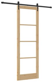 vidaXL Συρόμενη Πόρτα με Σετ Εξαρτημάτων 78x232 cm Μασίφ Ξύλο Πεύκου