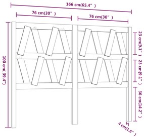 Κεφαλάρι Κρεβατιού Μαύρο 166 x 4 x 100 εκ. Μασίφ Ξύλο Πεύκου - Μαύρο