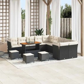 vidaXL Σετ Καναπέ Κήπου 14 pcs Μαύρο συνθετικό ρατάν