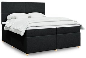 vidaXL Κρεβάτι Boxspring με Στρώμα Μαύρο 200x200 εκ. Υφασμάτινο