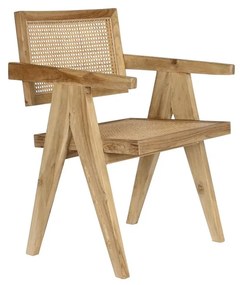 Καρέκλα Τραπεζαρίας DKD Home Decor Φυσικό Ξύλο Τικ ρατάν (58 x 56 x 82 cm)