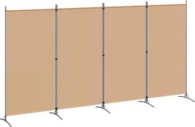 vidaXL 4-Πίνακας Διαχωριστικός Μπεζ 346 x 180 cm Ύφασμα
