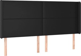 vidaXL Κρεβάτι Boxspring με Στρώμα &amp; LED Μαύρο 160x200 εκ. Συνθ. Δέρμα