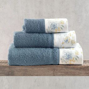 Πετσέτες Sorin (Σετ 3τμχ) Denim-Yellow Ρυθμός Σετ Πετσέτες 70x140cm 100% Πενιέ Βαμβάκι