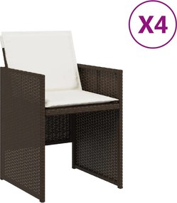 vidaXL Καρέκλες Κήπου 4 τεμ. Καφέ Συνθ. Ρατάν Μαξιλάρια