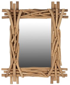 Καθρέπτης Τοίχου από Μασίφ Ξύλο ΤΕΑΚ Φυσικό 100x7x80Y εκ. 100x7x80 εκ.