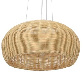 GloboStar DE LA MER 01624 Vintage Κρεμαστό Φωτιστικό Οροφής Τρίφωτο 3 x E27 Καφέ Ξύλινο Μπαμπού Φ45 x Υ24cm